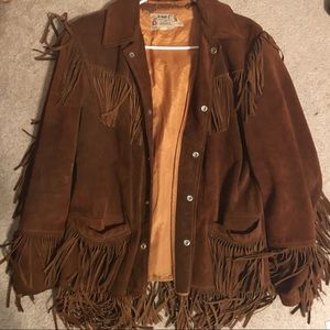 Authentic, vintage, suede jacket with fringe
